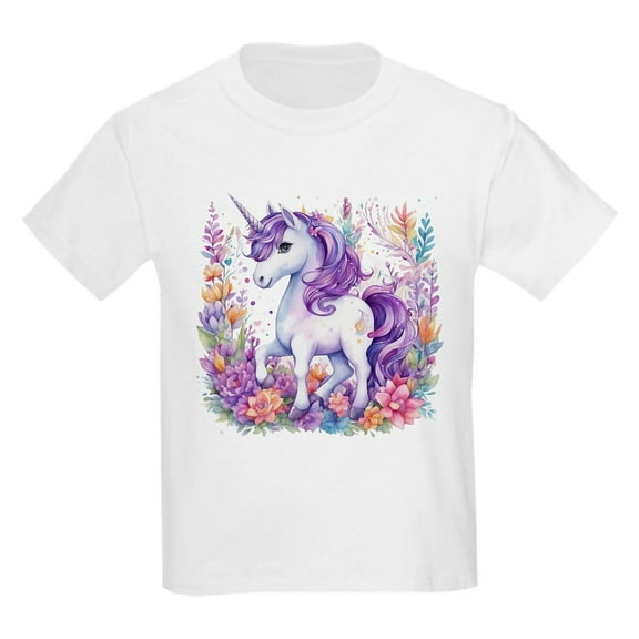 CafePress - Adorable Floral Unicorn T Shirt - Light T-Shirt Kids XS-XL