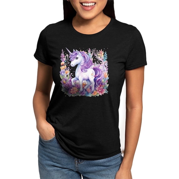 CafePress - Adorable Floral Unicorn T Shirt - Womens Tri-blend T-Shirt