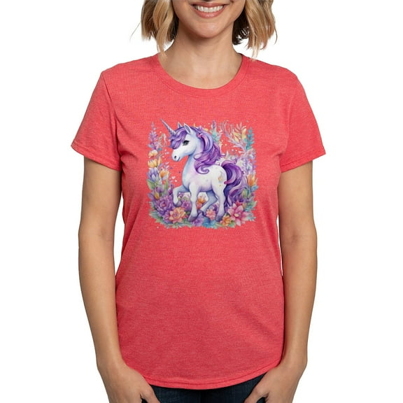 CafePress - Adorable Floral Unicorn T Shirt - Womens Tri-blend T-Shirt