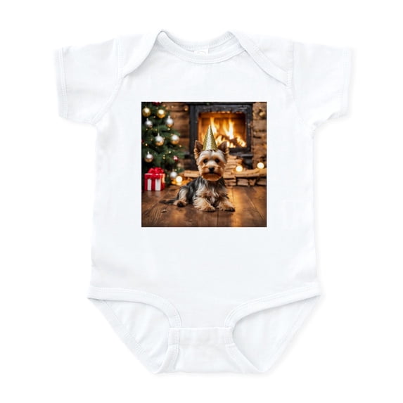 CafePress - Adorable Yorkshire Terrier Yorke Christmas Body Suit - Baby Light Bodysuit, Size Newborn - 24 Months
