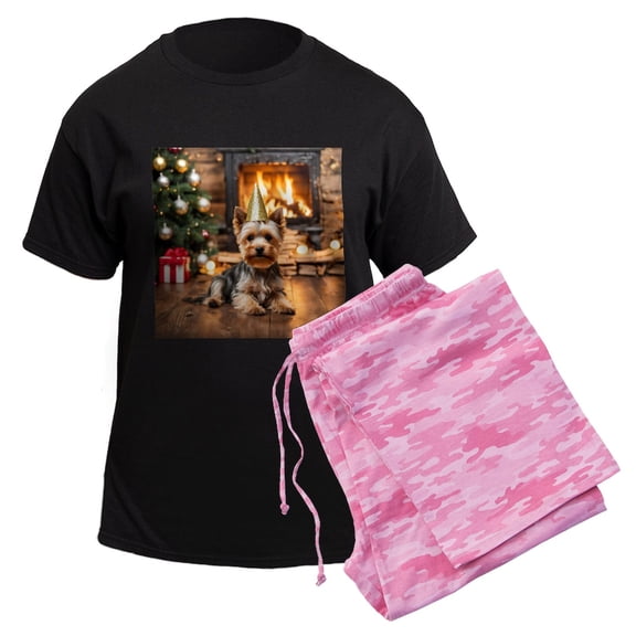 CafePress - Adorable Yorkshire Terrier Yorke Christmas Pajamas - Men's Dark Loose Fit Cotton Pajama Set