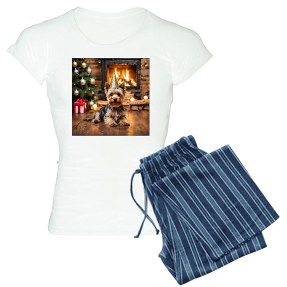 CafePress - Adorable Yorkshire Terrier Yorke Christmas Pajamas - Women's Light Pajamas