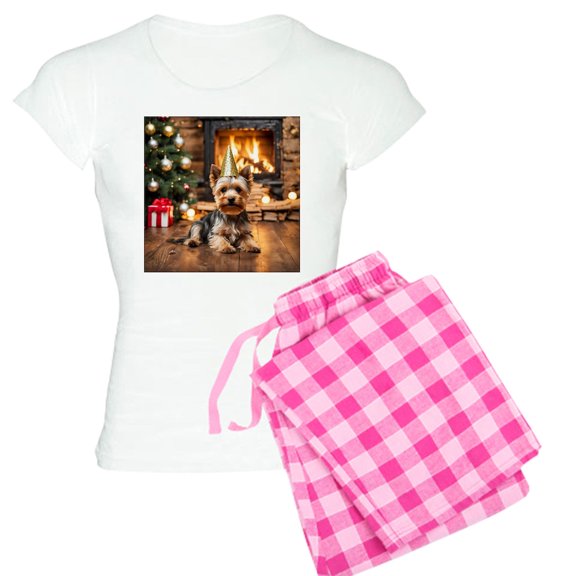 CafePress - Adorable Yorkshire Terrier Yorke Christmas Pajamas - Women's Light Pajamas