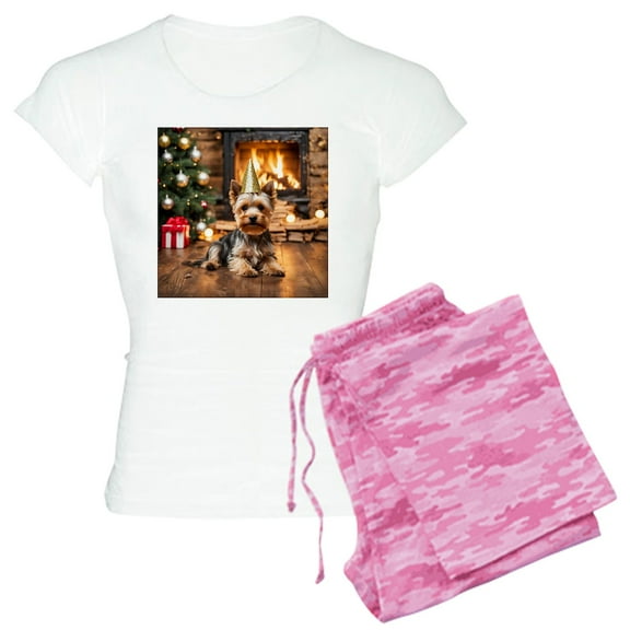 CafePress - Adorable Yorkshire Terrier Yorke Christmas Pajamas - Women's Light Pajamas