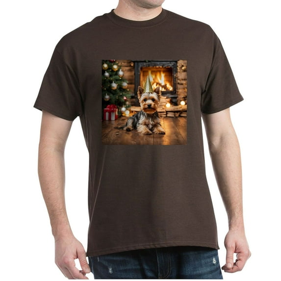 CafePress - Adorable Yorkshire Terrier Yorke Christmas T Shirt - Men's Classic Graphic Cotton T-Shirt