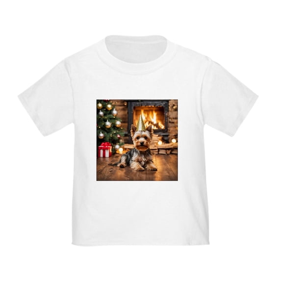 CafePress - Adorable Yorkshire Terrier Yorke Christmas T Shirt - Cute Toddler T-Shirt, 100% Cotton