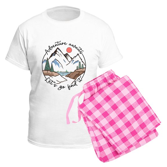CafePress - Adventure Awaits Let'S Go Find It Pajamas - Men's Light Loose Fit Cotton Pajama Set