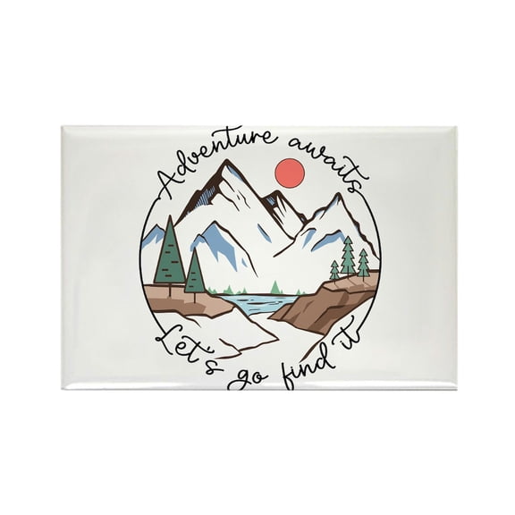 CafePress - Adventure Awaits Let's Go Find It Magnets - Rectangle Magnet, 2"x3" Refrigerator Magnet