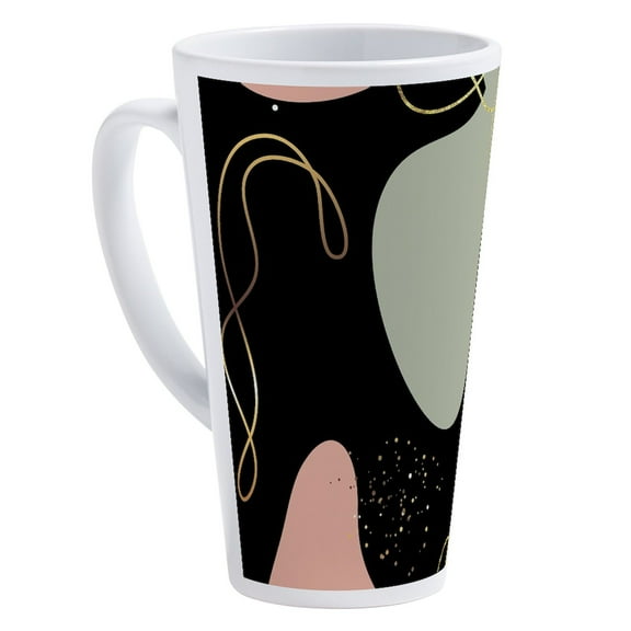 CafePress - Aesthetic Boho Geometric Abstract Shapes Pattern - 17 Oz White Ceramic Latte Mug