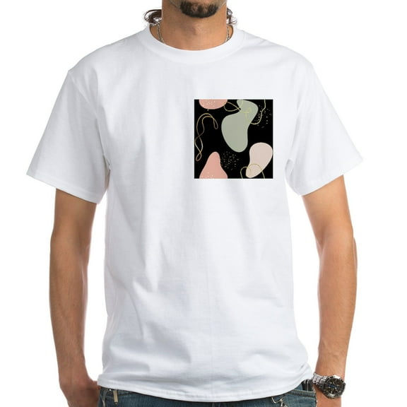 CafePress - Aesthetic Boho Geometric Abstract Shapes Pattern Men's Value T Shirt - Men's White Classic Cotton T-Shirts