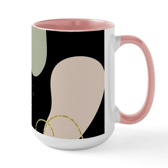 CafePress - Aesthetic Boho Geometric Abstract Shapes Pattern Mugs - 15 oz Ceramic Large White Novelty Mug