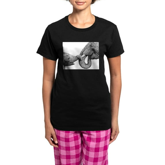 CafePress - African Elephants And Calf Women's Dark Pajamas - Women's Short Sleeve Print T-Shirt and Pants Dark Cotton Pajama Set