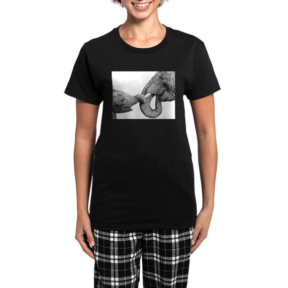 CafePress - African Elephants And Calf Women's Dark Pajamas - Women's Short Sleeve Print T-Shirt and Pants Dark Cotton Pajama Set