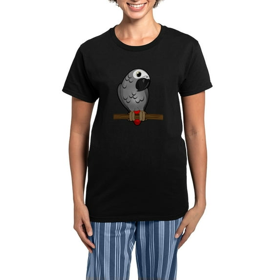 CafePress - African Grey Women's Dark Pajamas - Women's Short Sleeve Print T-Shirt and Pants Dark Cotton Pajama Set