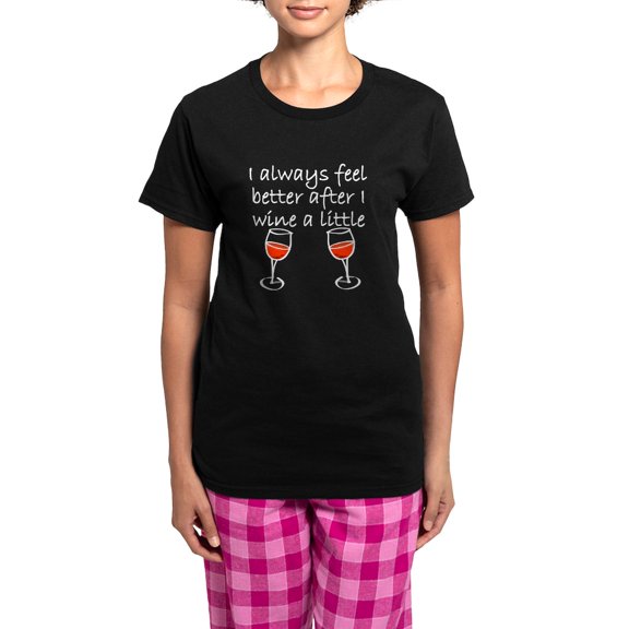 CafePress - After I Wine A Little Pajamas - Women's Short Sleeve Print T-Shirt and Pants Dark Cotton Pajama Set