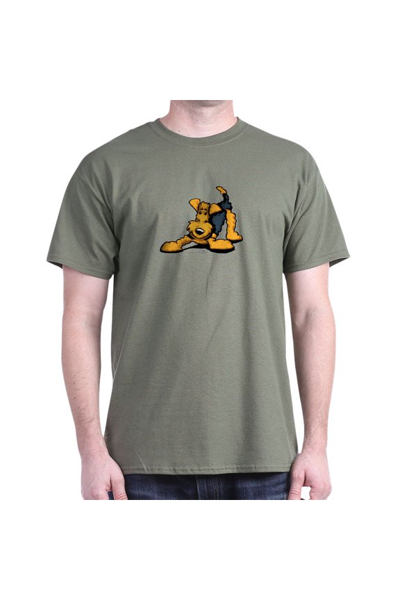 - Airedale At Play Dark T Shirt - Men's Classic Graphic Cotton T-Shirt
