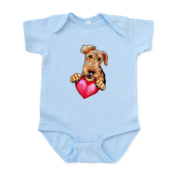 CafePress - Airedale Holding Heart Infant Bodysuit - Baby Light Bodysuit, Size Newborn - 24 Months