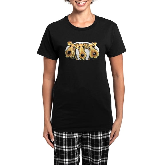 CafePress - Airedale Terrier Lover Pajamas - Women's Short Sleeve Print T-Shirt and Pants Dark Cotton Pajama Set