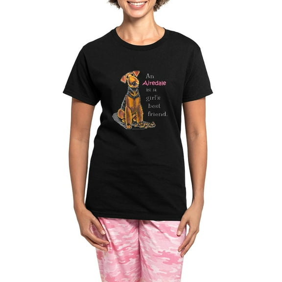 CafePress - Airedale Terrier Lover Women's Dark Pajamas - Women's Short Sleeve Print T-Shirt and Pants Dark Cotton Pajama Set