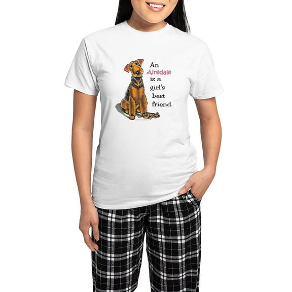 CafePress - Airedale Terrier Lover Women's Light Pajamas - Women's Short Sleeve Print T-Shirt and Pants Light Cotton Pajama Set