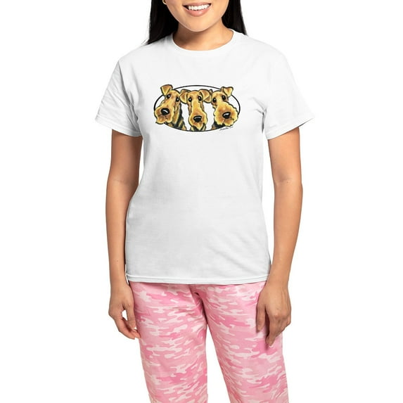 CafePress - Airedale Terrier Lover Women's Light Pajamas - Women's Short Sleeve Print T-Shirt and Pants Light Cotton Pajama Set