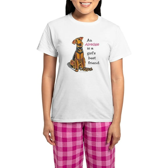 CafePress - Airedale Terrier Lover Women's Light Pajamas - Women's Short Sleeve Print T-Shirt and Pants Light Cotton Pajama Set