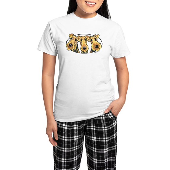 CafePress - Airedale Terrier Lover Women's Light Pajamas - Women's Short Sleeve Print T-Shirt and Pants Light Cotton Pajama Set