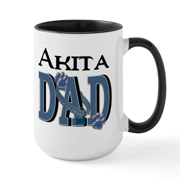CafePress - Akita DAD Large Mug - 15 oz Ceramic Large White Novelty Mug