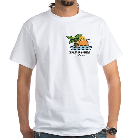 CafePress - Alabama Gulf Shores T Shirt - Men's White Classic Cotton T-Shirts