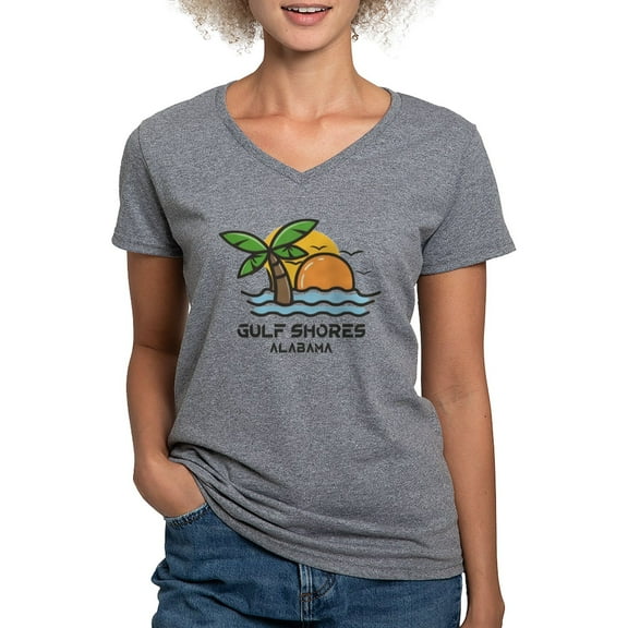 CafePress - Alabama Gulf Shores T Shirt - Women's V-Neck Dark T-Shirt