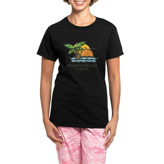 CafePress - Alabama Orange Beach Pajamas - Women's Short Sleeve Print T-Shirt and Pants Dark Cotton Pajama Set
