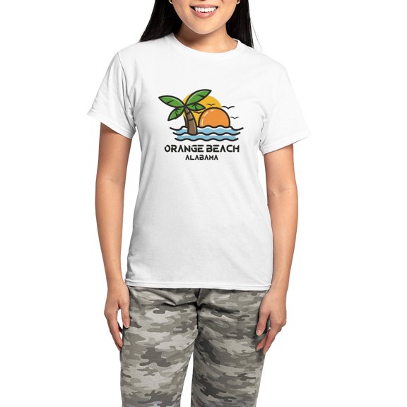 CafePress - Alabama Orange Beach Pajamas - Women's Short Sleeve Print T-Shirt and Pants Light Cotton Pajama Set