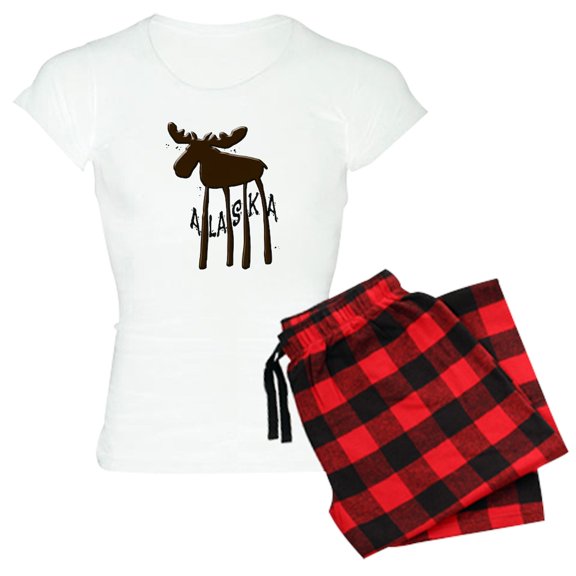 CafePress - Alaska Moose Women's Light Pajamas - Women's Short Sleeve Print T-Shirt and Pants Light Cotton Pajama Set
