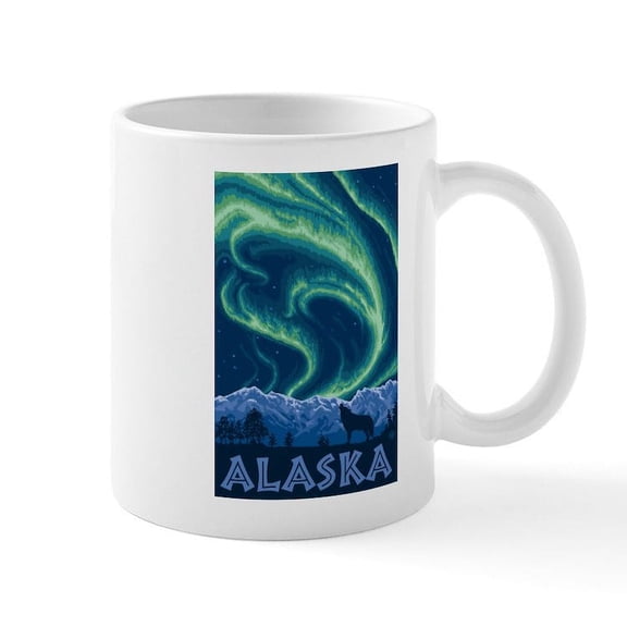 CafePress - Alaska Northern Lights Mugs - 11 oz Ceramic Mug - Novelty Coffee Tea Cup