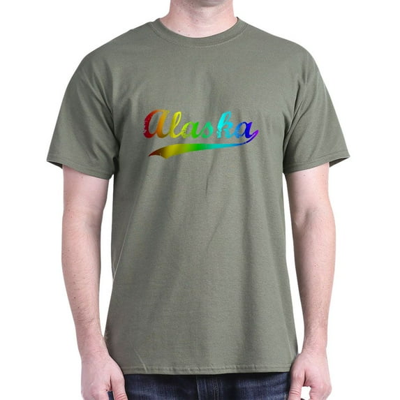 CafePress - Alaska Rainbow Vintage Dark T Shirt - Men's Classic Graphic Cotton T-Shirt