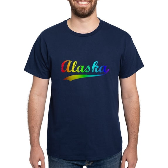 CafePress - Alaska Rainbow Vintage Dark T Shirt - Men's Classic Graphic Cotton T-Shirt