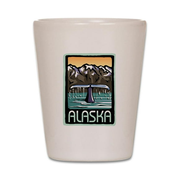 CafePress - Alaska Whale - White Shot Glass, Unique and Funny Shot Glass