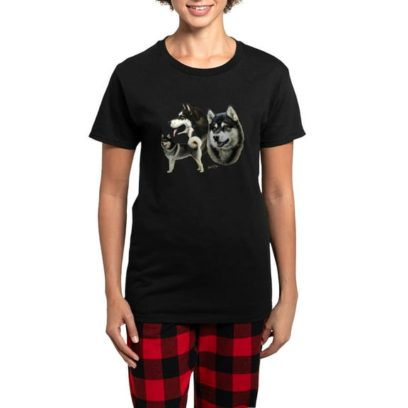 CafePress - Alaskan Malamute Women's Dark Pajamas - Women's Short Sleeve Print T-Shirt and Pants Dark Cotton Pajama Set