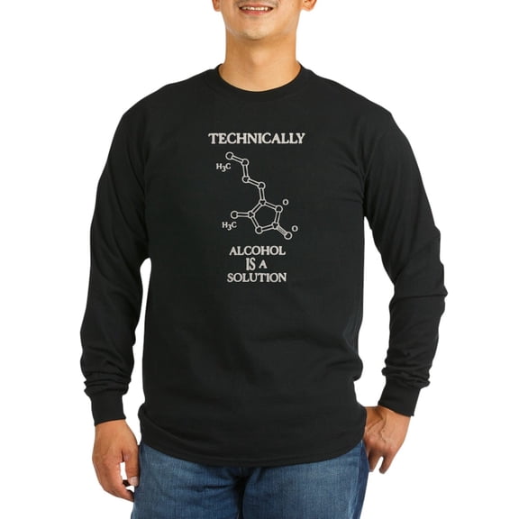CafePress - Alcohol, A Solution Long Sleeve Dark T Shirt - Long Sleeve Dark T-Shirt