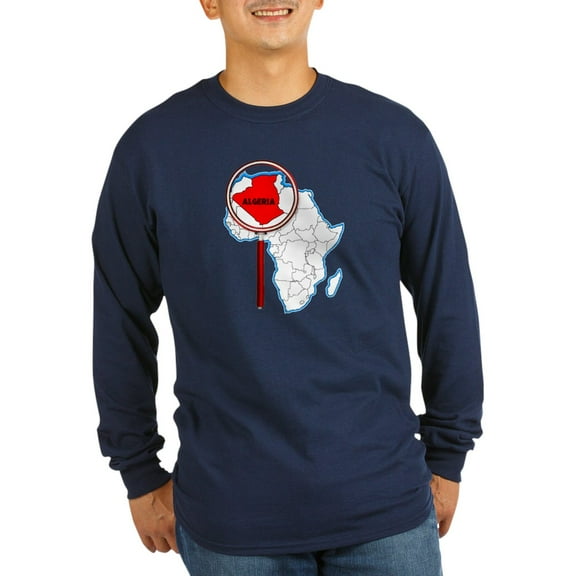 CafePress - Algeria Under The Magnifying Glass Long Sleeve T Shirt - Long Sleeve Dark T-Shirt
