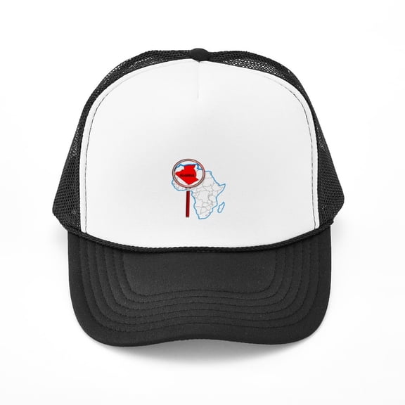 CafePress - Algeria Under The Magnifying Glass - Adjustable Unisex Printed Trucker Hat with Mesh Back