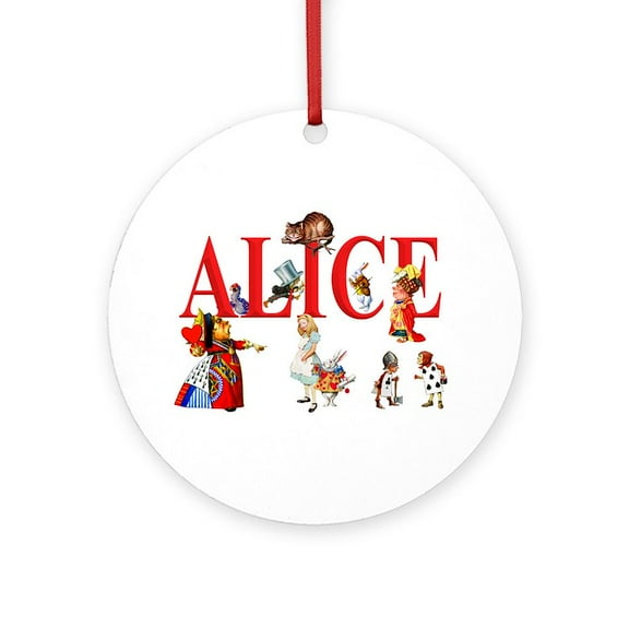 CafePress - Alice And Friends In Wonderland -  Round Wood Ornament 4"