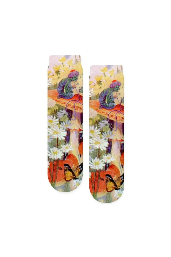 - Alice And The Caterpillar_10X14 - Unisex Novelty Printed Crew Adult Socks