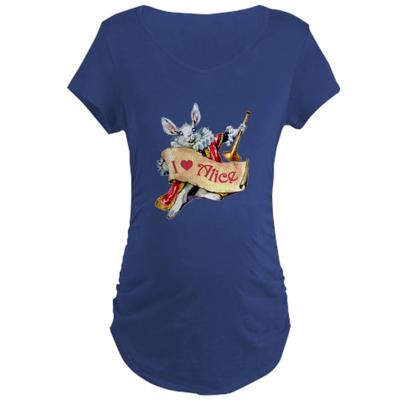 CafePress - Alice's White Rabbit Maternity Dark T Shirt - Maternity Dark T-Shirt