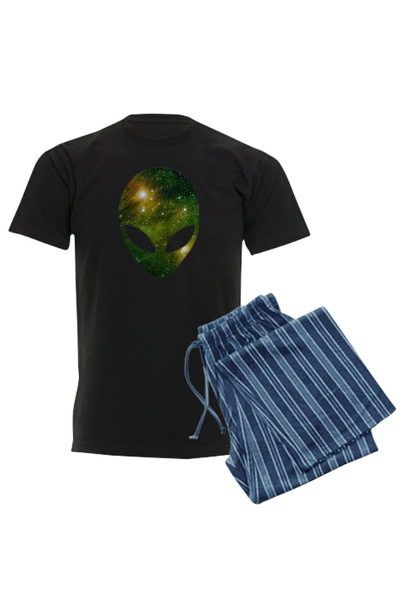 - Alien Cosmic Pajamas - Men's Dark Loose Fit Cotton Pajama Set