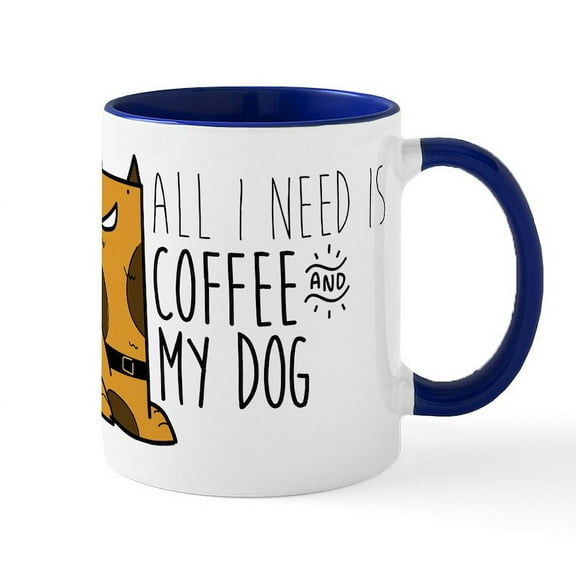 CafePress - All I Need Is Coffee And Mydog - 11 oz Ceramic Mug - Novelty Coffee Tea Cup