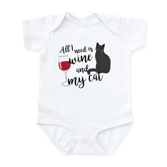 CafePress - All I Need Is Wine And My Cat Baby Light Bodysuit - Baby Light Bodysuit, Size Newborn - 24 Months