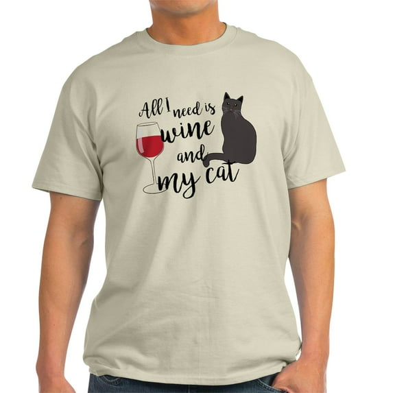 CafePress - All I Need Is Wine And My Cat Light T Shirt - Men's Classic Graphic T-Shirt