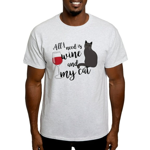 CafePress - All I Need Is Wine And My Cat Light T Shirt - Men's Classic Graphic T-Shirt