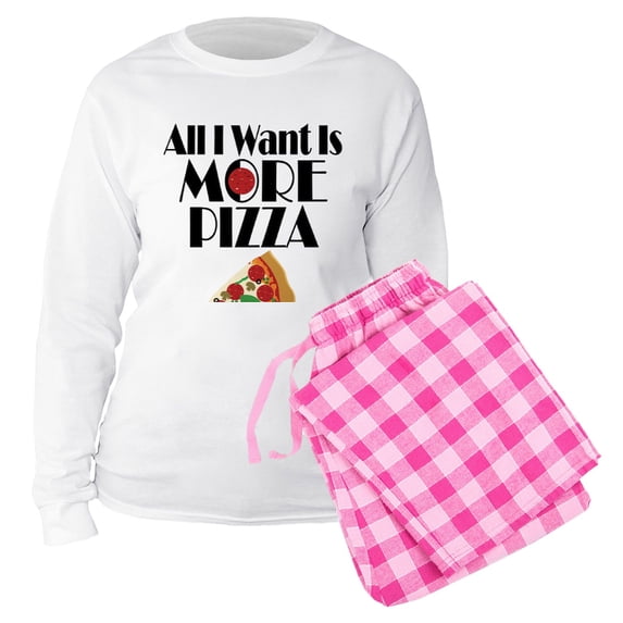 CafePress - All I Want Is More Pizza - Women's Long Sleeve Relaxed Fit Cotton Light Pajama Set